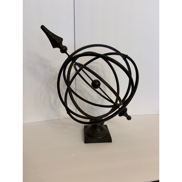 This stuning vintage English or French country neoclassical style iron garden armillary sphere sundidal has so much...