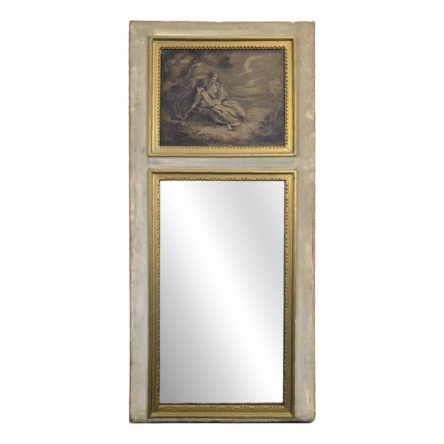 Overmantel Mirror with Scenes of Gallantry Decoration For Sale