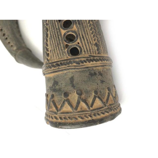 African Ceremonial Currency Horns Cameroon Grasslands 10" Brass / Bronze For Sale - Image 4 of 6