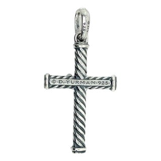 1990s David Yurman Estate Unisex Cable Cross Silver For Sale