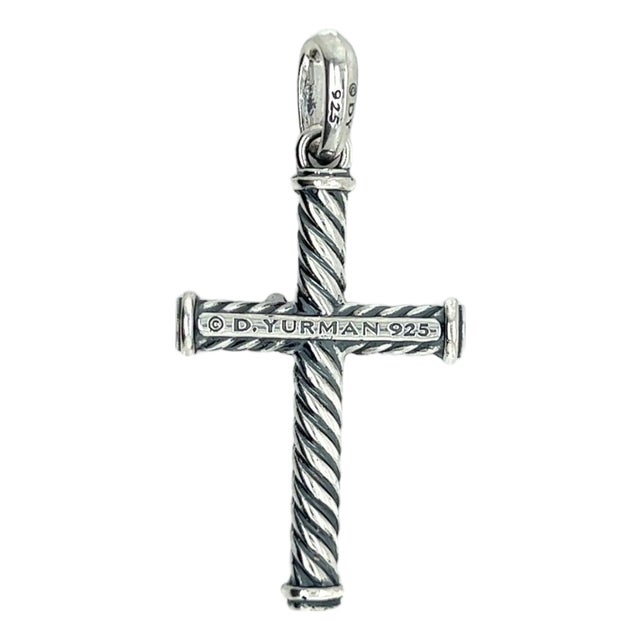 1990s David Yurman Estate Unisex Cable Cross Silver For Sale