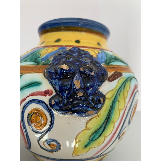 Ceramic Italian Terra Cotta Majolica Vase For Sale - Image 7 of 12