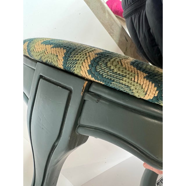 Late 20th Century Vintage Old World Weaver Upholstered Foot Stool For Sale - Image 5 of 5