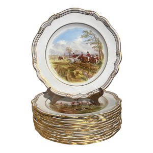 Vintage Copeland Spode With Classic Hunting Scenes After j.f. Herring Sr - Set of 12