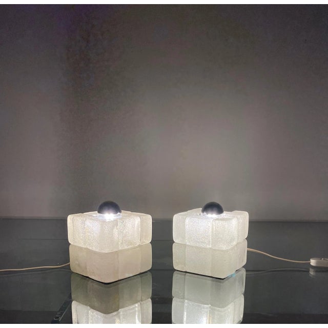 Murano Glass Cube Lamps by Albano Poli for Poliarte, Italy, 1970s, Set of 2 For Sale - Image 10 of 17