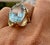 12.54 Carat Natural Oval Shape Aquamarine Cocktail Ring 14 Karat Yellow Gold For Sale - Image 4 of 18