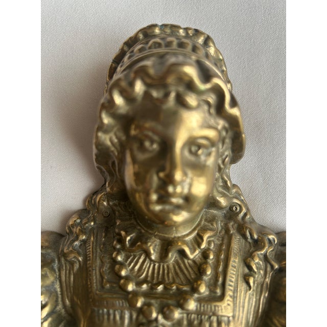 Early 20th Century Victorian Brass Casting Figural Wall Mount Towel Bar For Sale - Image 5 of 14
