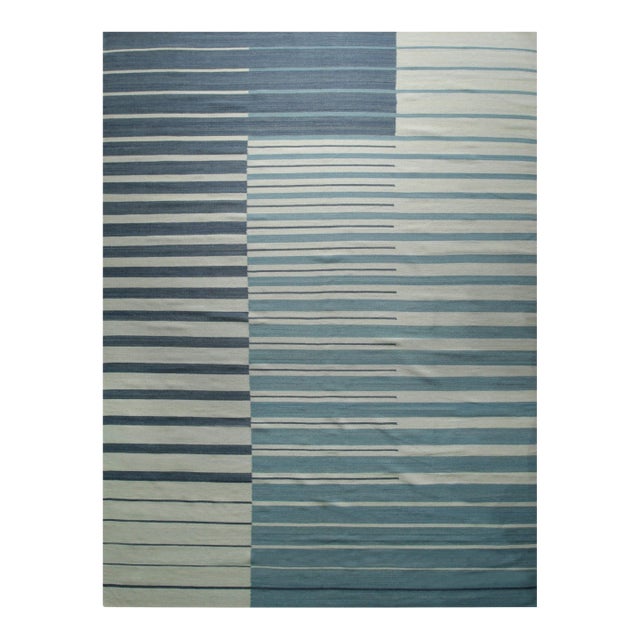 4x6 Majestic Laine Multicolor Stripe Modern Flatweave Wool Carpet Rug For Sale