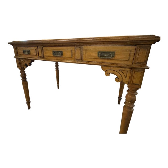 French Elm Wood Writing Desk, Circa 1900-20’s For Sale