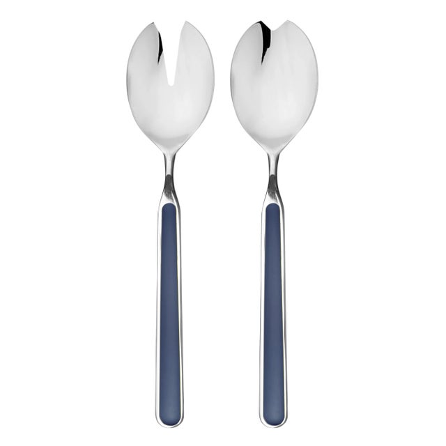 Contemporary Mepra Fantasia 2-Piece Salad Servers Set, Dark Cobalt For Sale - Image 3 of 3