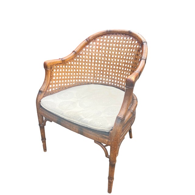 Vintage Faux Bamboo Accent Side Chair With Rattan Cane Back For Sale In New York - Image 6 of 7