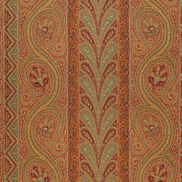 Sample - Schumacher Chatelaine Paisley Fabric in Tuscan For Sale