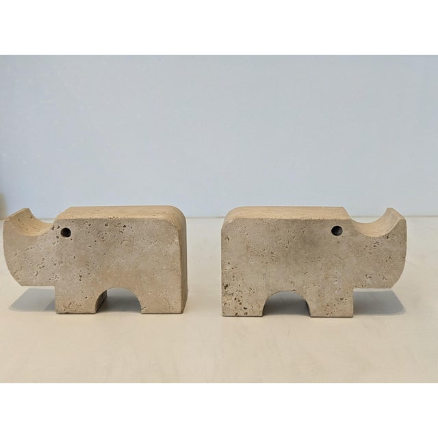 Stone Rhino Travertine Bookends For Sale - Image 7 of 7