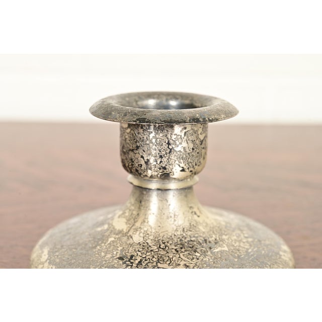Metal Roycroft Arts & Crafts Silver Finished Copper Candlesticks, Pair For Sale - Image 7 of 13