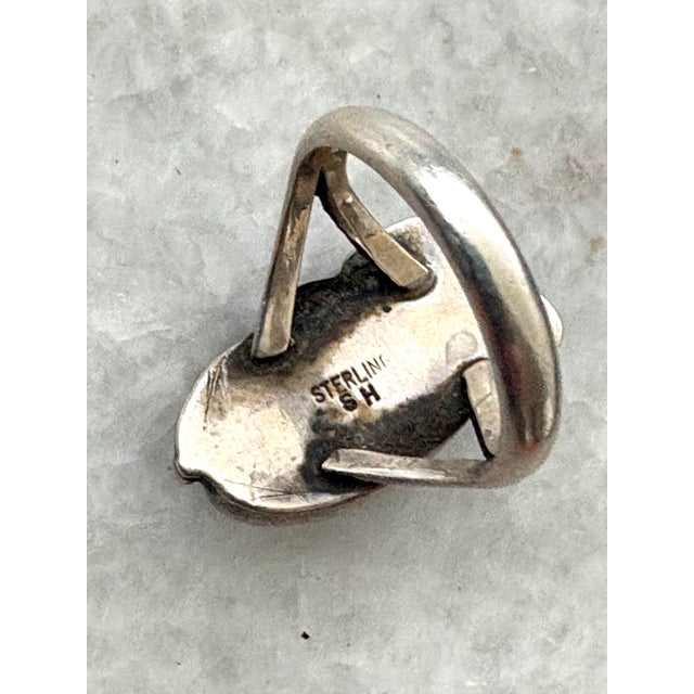 Vintage Sterling Silver and Turquoise Ring For Sale - Image 4 of 5