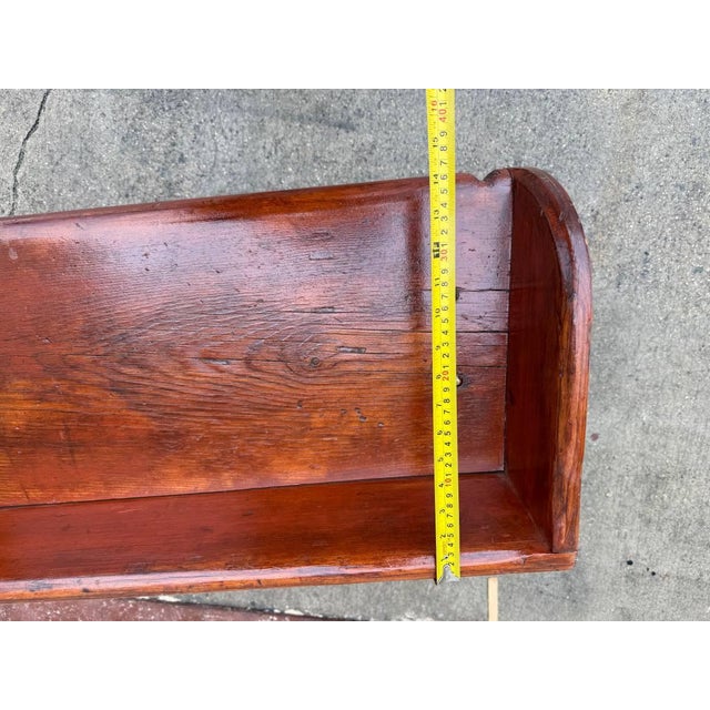 Wood Early 20th Century Antique Early American Primitive Rustic Style Solid Pine Bench. For Sale - Image 7 of 11