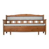 1910s Antique Swedish Pine Storage Bench, Newly Upholstered For Sale