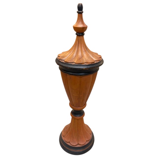 Vintage Turned Wood Decorative Urn With Lid For Sale In West Palm - Image 6 of 12