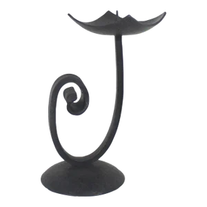 Brutalist Mid Century Modern German Black Metal Iron Vintage Pillar Candleholder