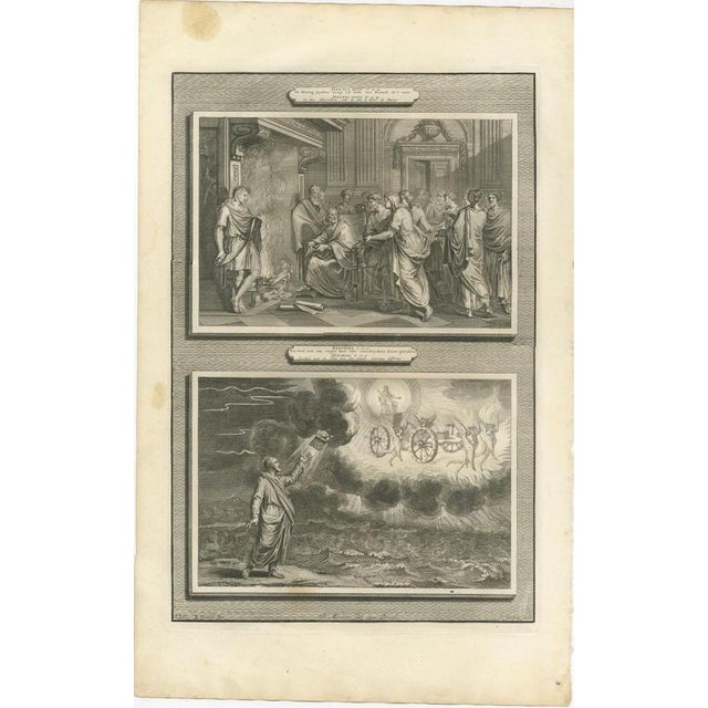 Baroque Pieter Mortier, Jehoiakim Burns Jeremiah's Scroll and Ezekiel's Vision, 1700, Engraving For Sale - Image 3 of 12