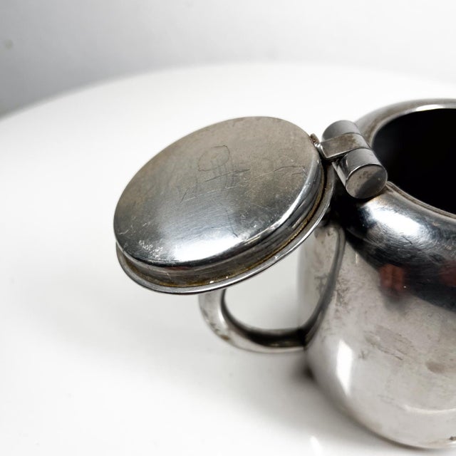 Silver 1950s Vintage Art Deco Stylish Small Tea Pot Stainless Steel For Sale - Image 8 of 12