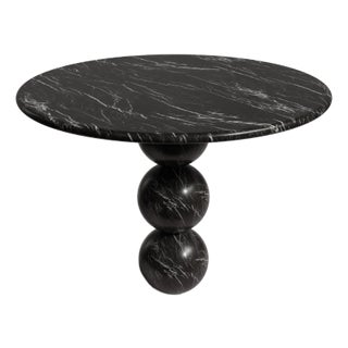 Cess Alexander Black Marble Round Dining Table 40" For Sale