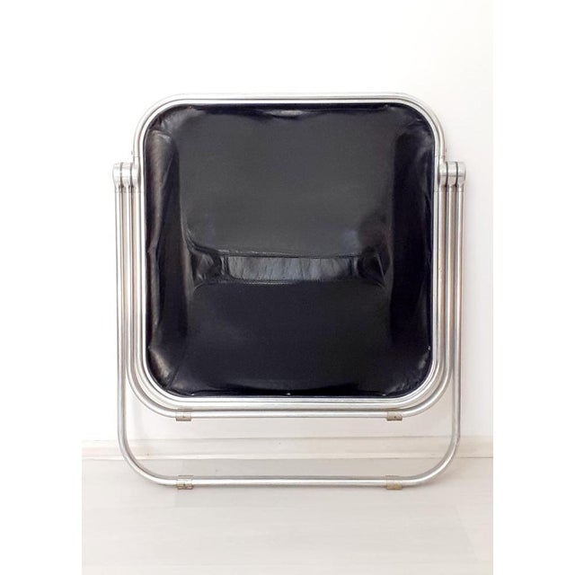 Black Leather Plona Folding Armchair by Giancarlo Piretti for Anonima Castelli, Italy, 1970 For Sale - Image 11 of 12