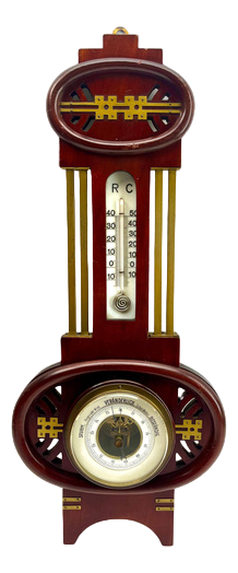 Large Art Nouveau Style Wall-Mounted Weather Station in Carved Walnut, Belgium, 1910