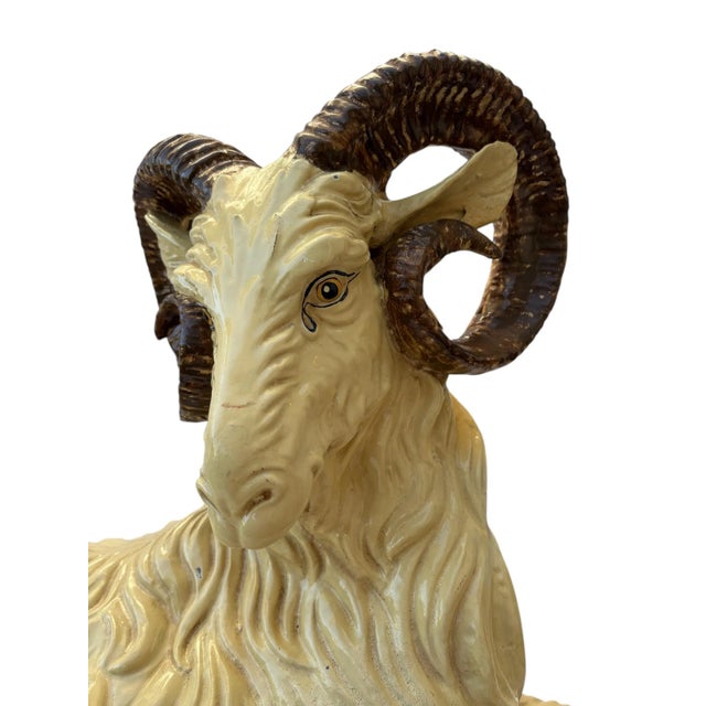 Vintage Mid Century, Hollywood Regency, Neo Classic, Ceramic Sculptural Ram For Sale In Los Angeles - Image 6 of 7