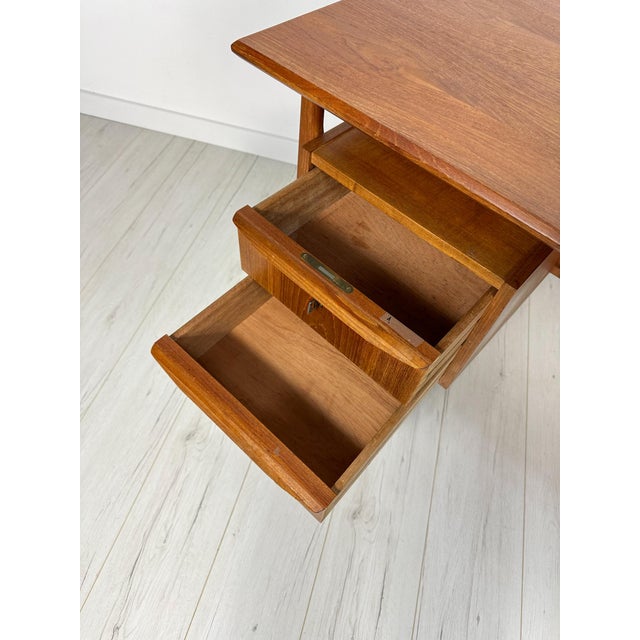 Brown Vintage Danish Teak Writing Desk, 1960s For Sale - Image 8 of 14