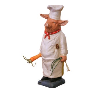 Mid-Century French Hand-Painted Composition Chef Figure For Sale