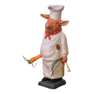 Mid-Century French Hand-Painted Composition Chef Figure