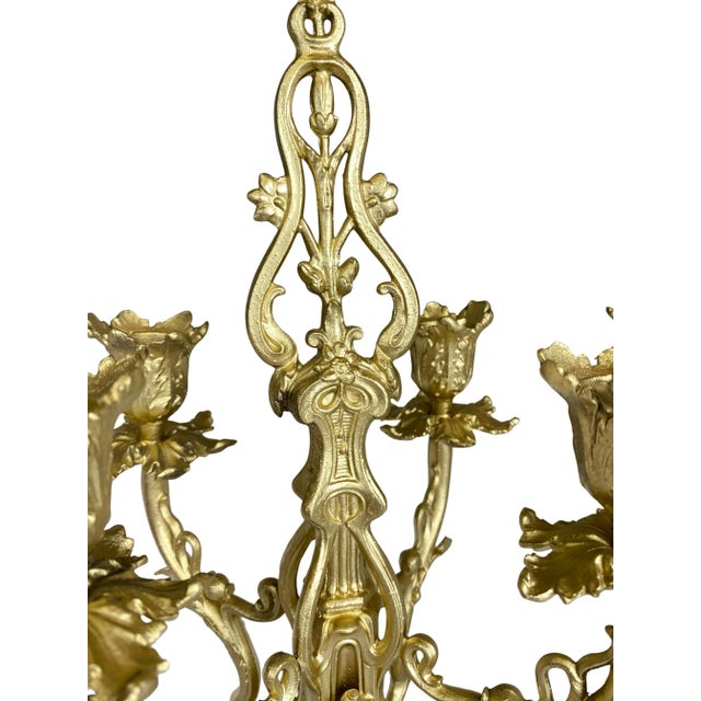 Rococo Gilt Bronze Candleholders, Set of 2 For Sale - Image 12 of 18