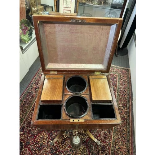 Early 19th Century Antique English Regency Fully Fitted Tea Caddy Stand on Casters For Sale - Image 5 of 12
