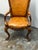 Brown Venetian Leather Bespoke Carved Wood Armchair, Vintage For Sale - Image 8 of 12