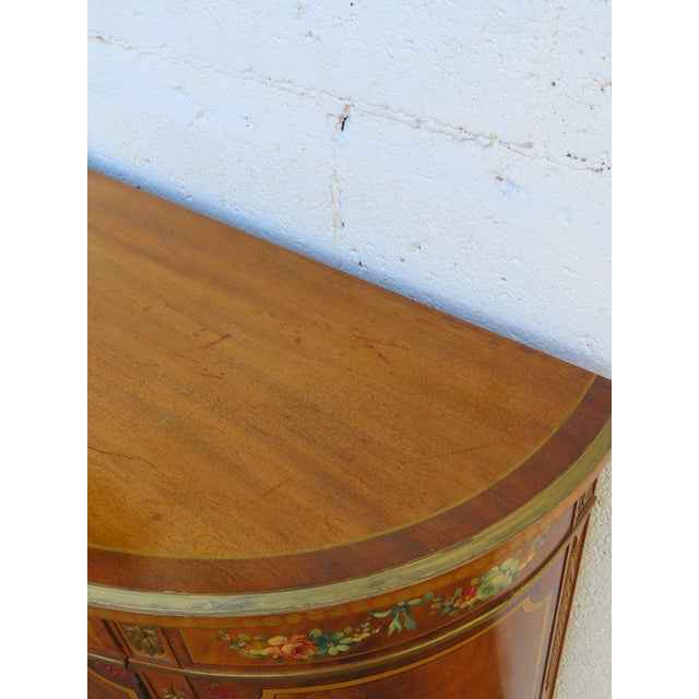 French Bombay Demilune Inlay Cameo Commode Small Buffet Server 6378 For Sale - Image 12 of 17