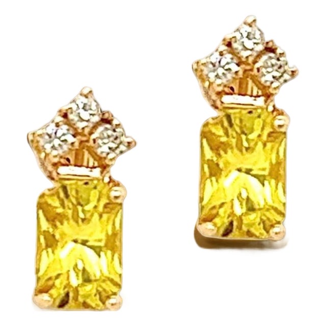 Natural Sapphire Diamond Earrings 14k Gold 1.74 TCW Certified For Sale