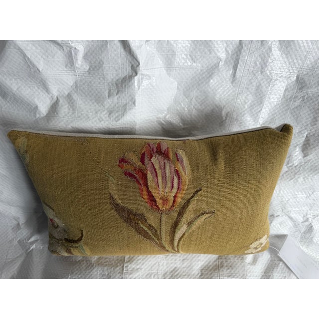 French Aubusson Tulip Decorative Pillow, Circa 1850 For Sale In Los Angeles - Image 6 of 7