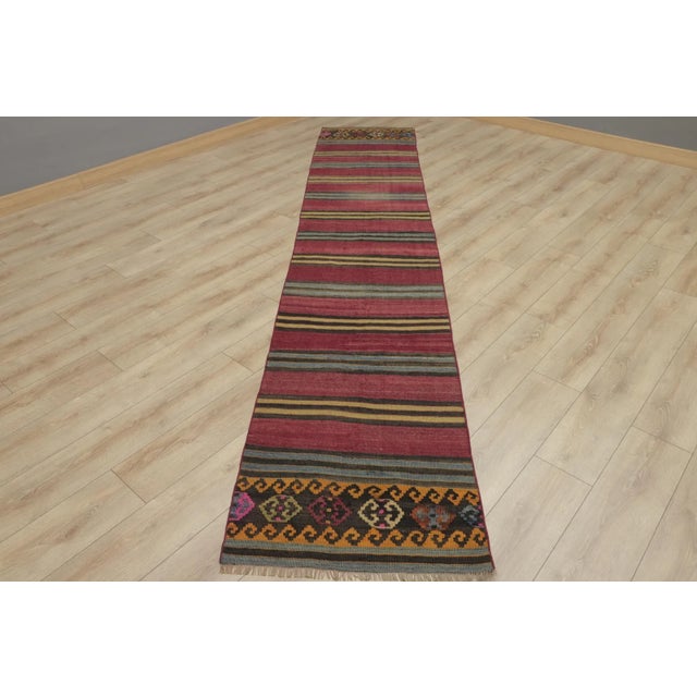 1950s Traditional Red Striped Kilim Rug For Sale - Image 13 of 13