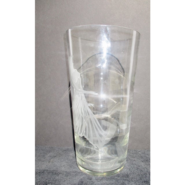 Figurative Czechoslovakian Glass Vase With Etched Dancer For Sale - Image 3 of 6