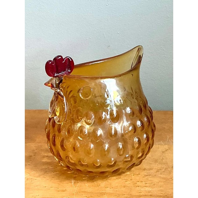 Vintage Amber Glass Chicken Pitcher For Sale - Image 12 of 12