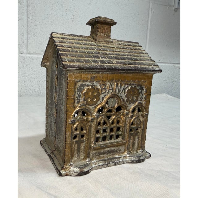 Antique 1910 Ac Williams Cast Iron Double Door Savings Bank Building Still Bank For Sale - Image 4 of 8
