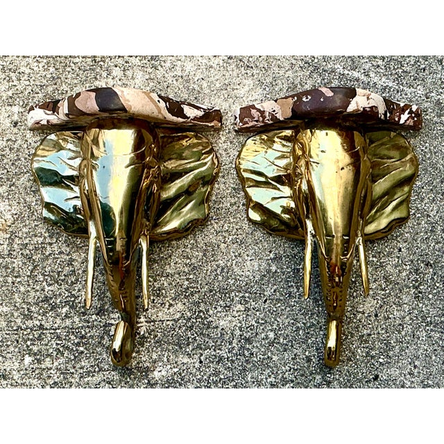 Vintage Artisan Made Scagliola Elephant Brackets - A Pair For Sale In West Palm - Image 6 of 12