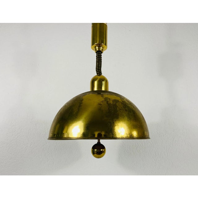 Metal Mid-Century Modern Brass Pendant Lamp by WKR, 1970s, Germany For Sale - Image 7 of 12