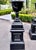 Black Large Antique Black Cast Iron Garden Urns on Pedestals, Pair, Circa 1900 For Sale - Image 8 of 18