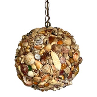 Vintage Shell Encrusted Sphere Hanging Light For Sale