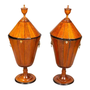 Regency Urn Form Oak Wine Coolers - a Pair