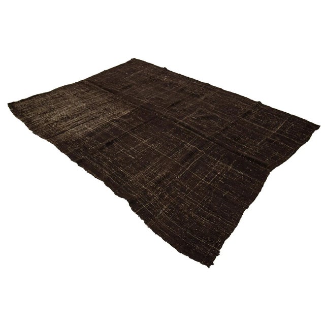 1960s Vintage Dark Brown Kilim Rug- 7′2″ × 9′4″ For Sale - Image 4 of 7