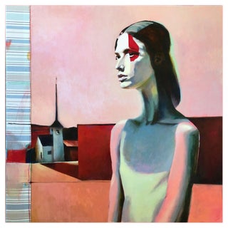 Agnese Kurzemniece, Girl from Sarkandaugava, Acrylic on Linen Canvas, 2023 For Sale