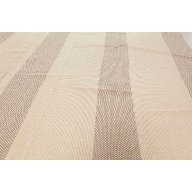 Oversized Modern Striped Beige and Grey Flat-Weave Rug by Doris Leslie Blau For Sale - Image 4 of 6